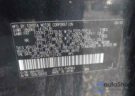 2011 Scion Xb from USA, damaged, VIN JTLZE4FE9B1121405